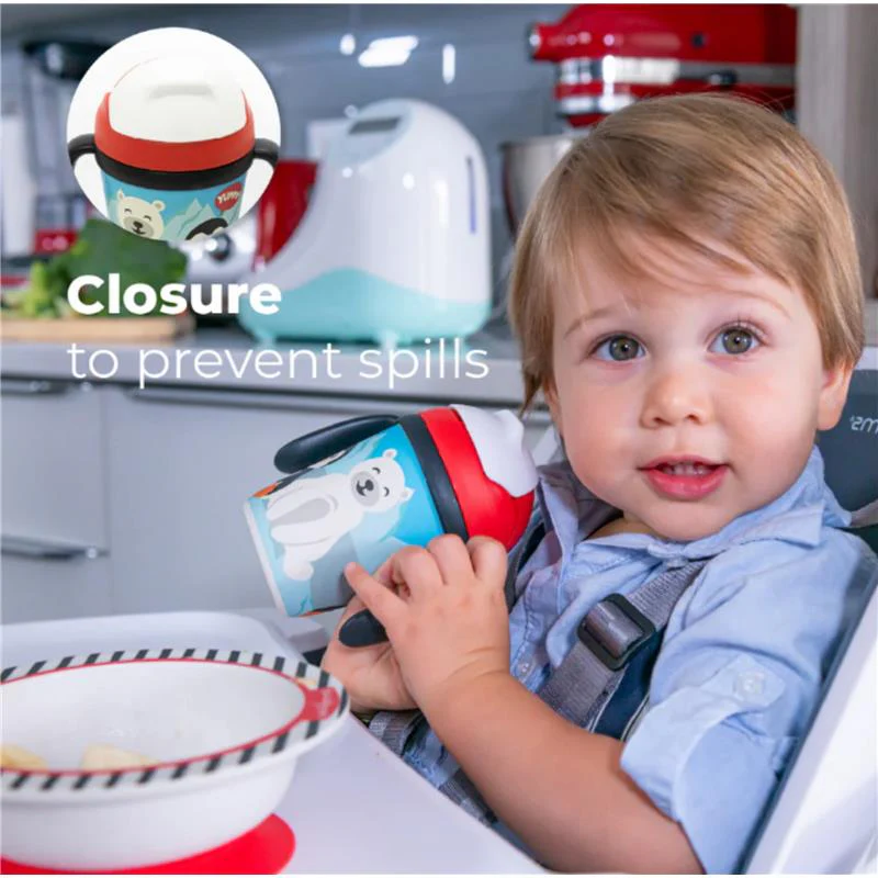 Primo Passi - Bamboo Fiber Kids Cup With Handle/Straw, Winter Friends (Penguin/Polar) - Image 3