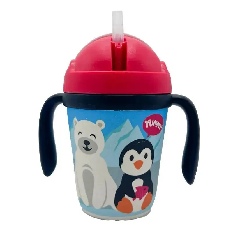 Primo Passi - Bamboo Fiber Kids Cup With Handle/Straw, Winter Friends (Penguin/Polar) - Image 6