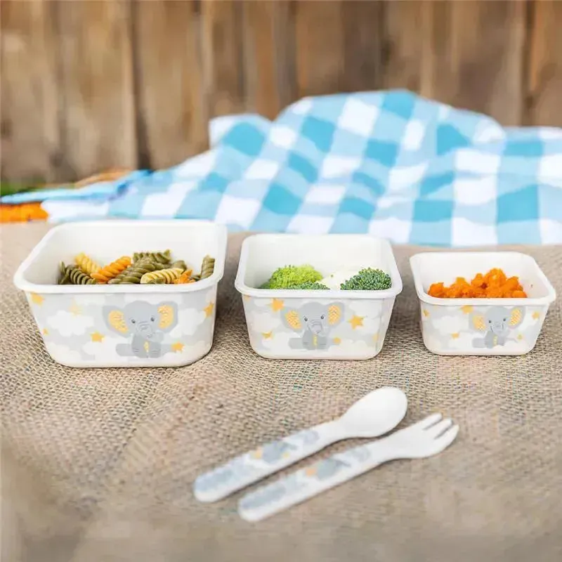 Primo Passi - 3Pk Bamboo Little Elephant Fiber Kids Food Containers - Image 5