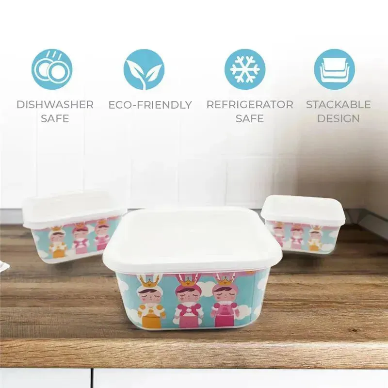 Primo Passi - 3Pk Bamboo Fiber Kids Food Containers Set, Metoo - Image 3
