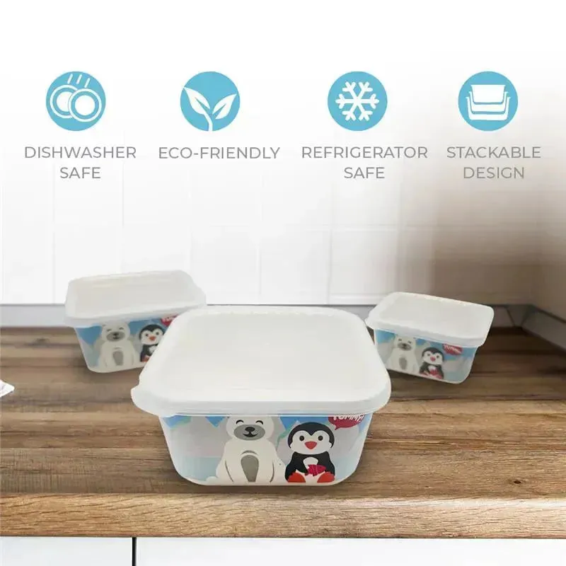 Primo Passi - 3Pk Bamboo Winter Friends Fiber Kids Food Containers, Penguin/Polar - Image 3