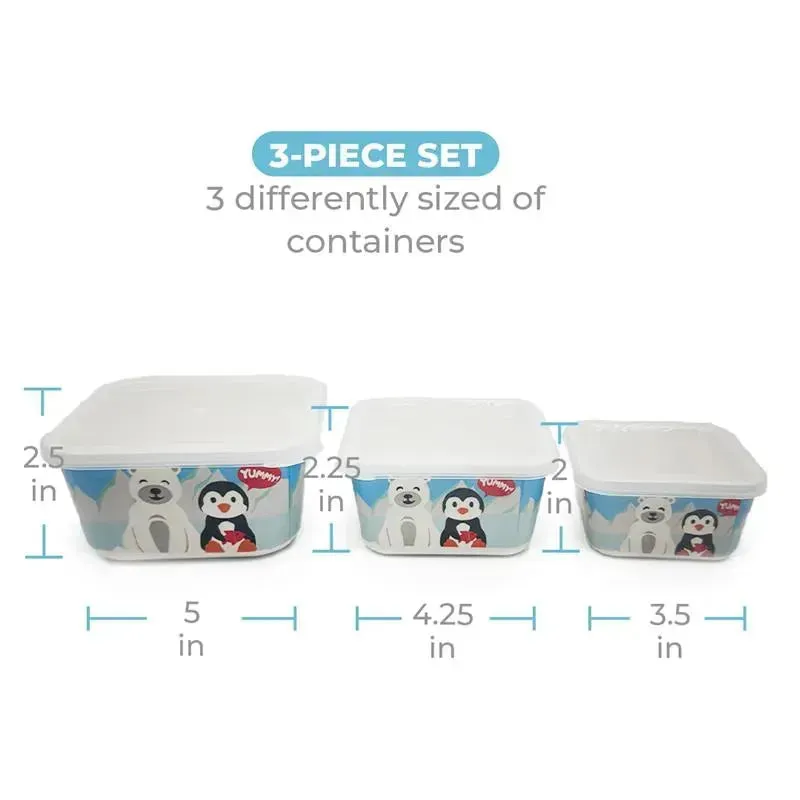 Primo Passi - 3Pk Bamboo Winter Friends Fiber Kids Food Containers, Penguin/Polar - Image 4