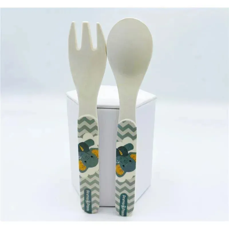 Primo Passi - Bamboo Fiber Kids Spoon & Fork, Little Elephant - Image 3