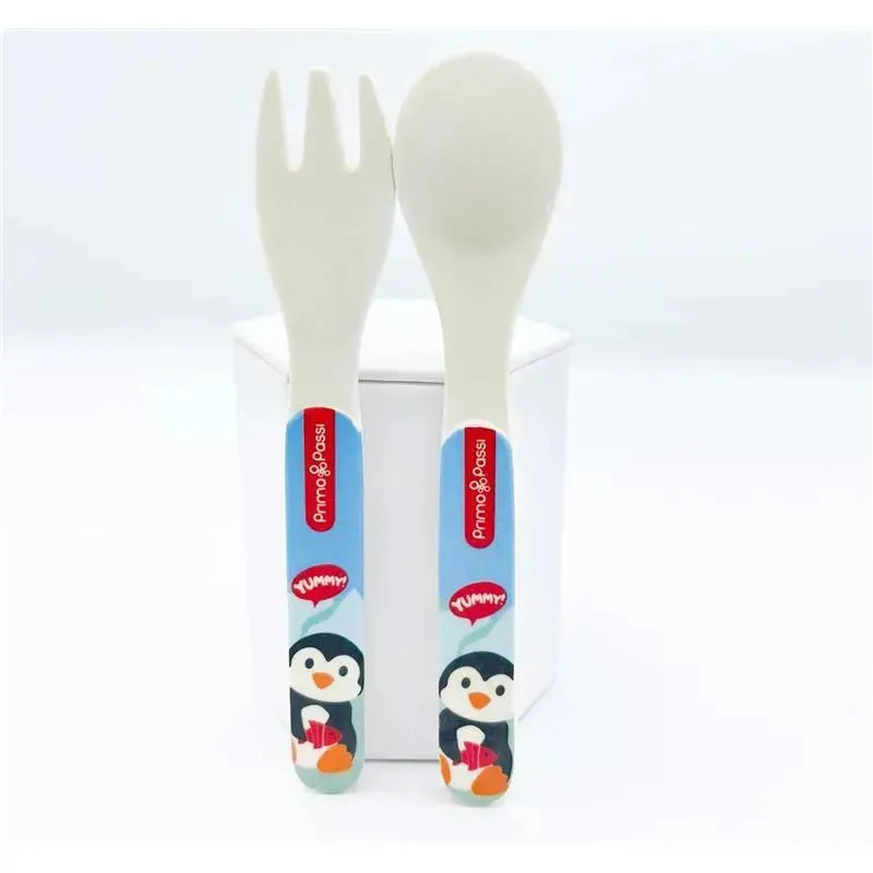 Primo Passi - Bamboo Fiber Kids Spoon & Fork, Winter Friends - Image 3