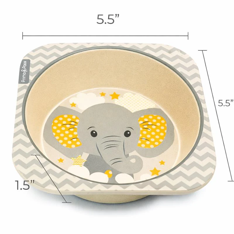 Primo Passi - Bamboo Fiber Kids Square Bowl, Little Elephant - Image 4