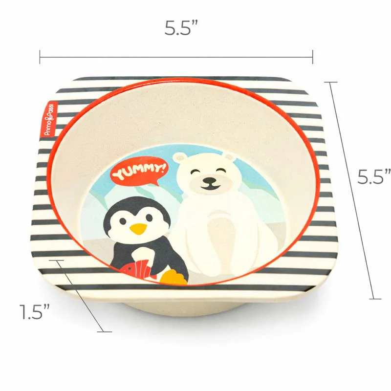 Primo Passi - Bamboo Fiber Kids Square Bowl, Winter Friends - Image 4