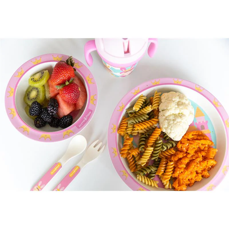 Primo Passi - Bamboo Fiber Kids Super Combo - Divided Square Plate, Square Bowl, Fork&Spoon, And 3 Food Container With Lids - Metoo - Image 3