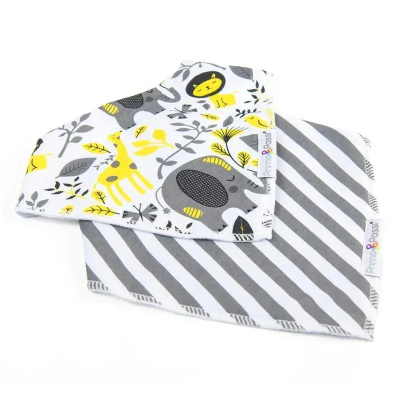 Primo Passi - 2Pk Bib Elephant & Gray Stripes Bandana Bib - Image 2