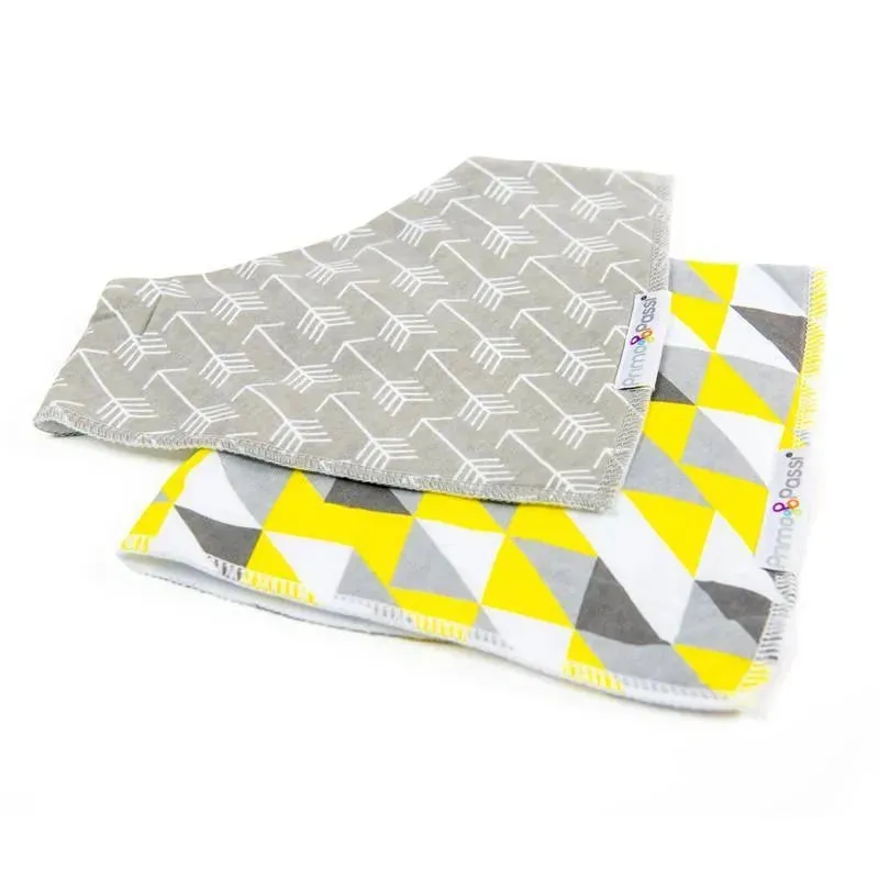 Primo Passi - 2Pk White Arrow/Yellow Triangle Bandana Bib - Image 4