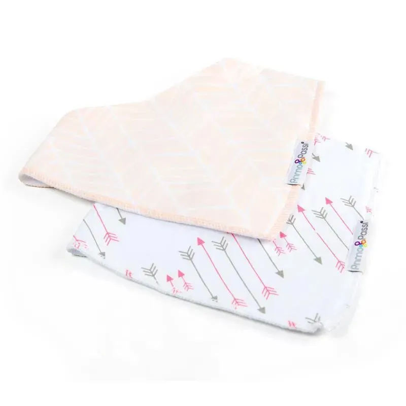 Primo Passi - 2Pk White/Pink Arrows Bandana Bib - Image 3