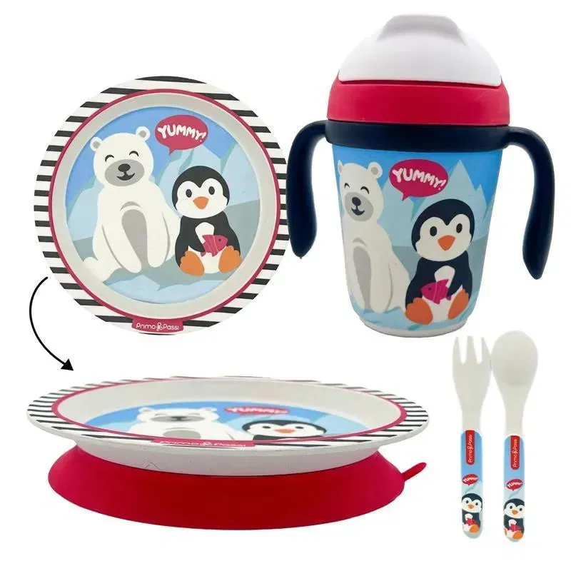 Primo Passi - Kids Bamboo Set Suction Plate & Cup, Winter Friends - Image 8