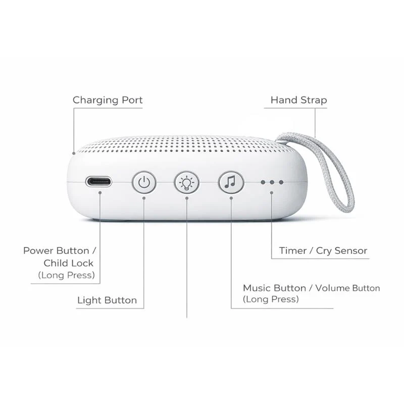 Primo Passi Portable Baby White Noise Machine with Night Light & Cry Detection - Image 2