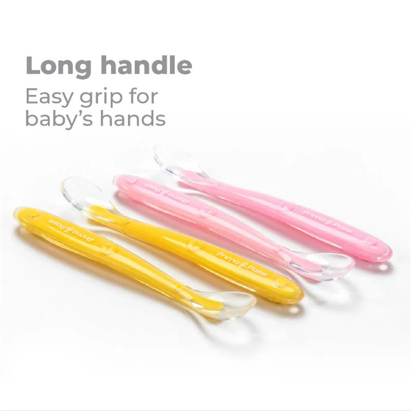 Primo Passi - 4Pk Silicone Spoon, Pink/Yellow - Image 4