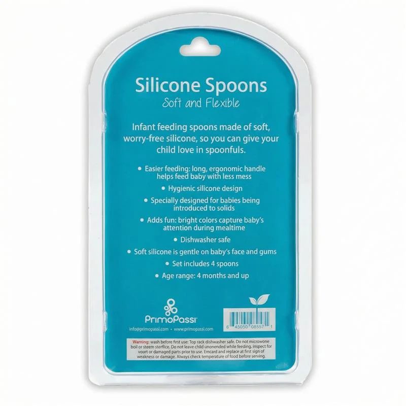 Primo Passi - 4Pk Silicone Spoon, Pink/Yellow - Image 7
