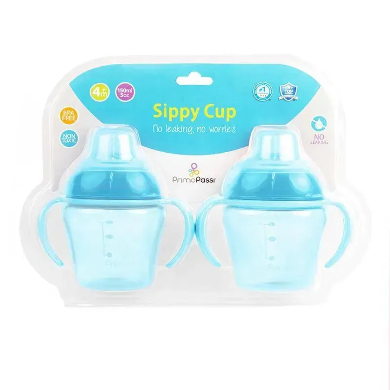 Primo Passi - 2Pk Blue Sippy Cups 4M, 5 Oz - Image 3