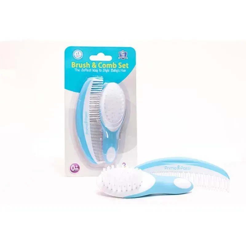Primo Passi - Super Soft Blue Baby Comb & Brush Set - Image 3