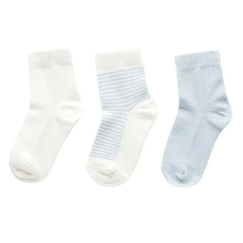 Pure Baby - 3Pk Baby Boy Organic Sock Set, Pale Blue Pack