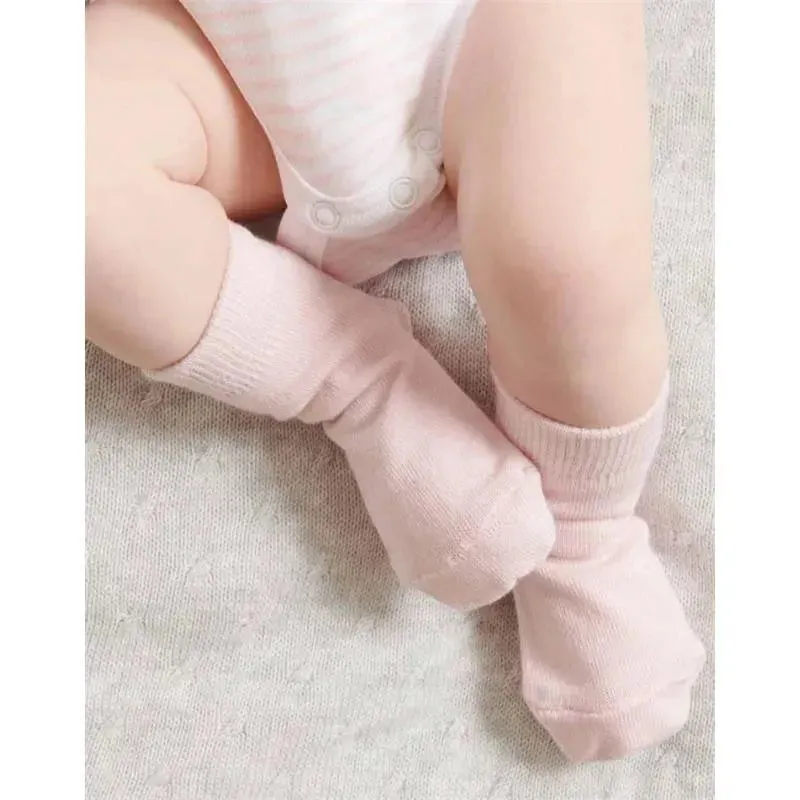 Pure Baby - 3Pk Baby Girl Organic Sock Set, Pale Pink - Image 2