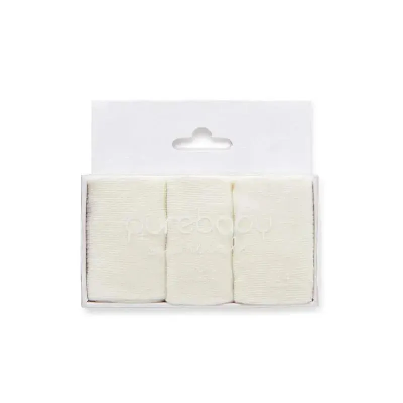 Pure Baby - 3Pk White Baby Neutral Organic Sock Set - Image 3