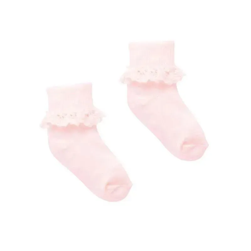 Pure Baby - Baby Girl Lace Sock, Pale Pink