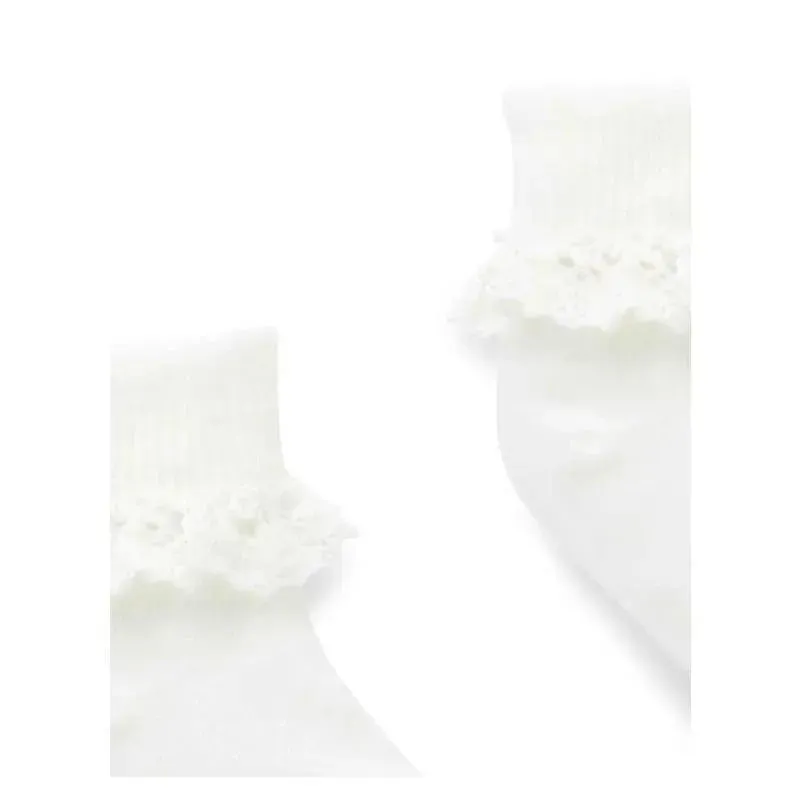Pure Baby - Baby Girl White Lace Sock - Image 2