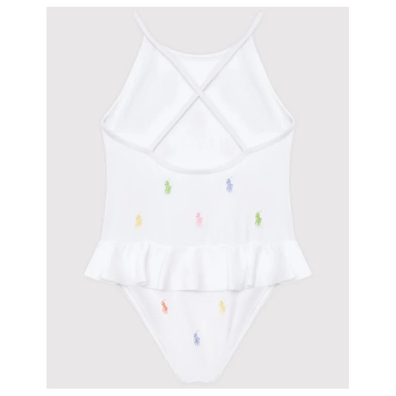 Ralph Lauren Baby - 1 Piece Allover Pony Schiffli Swimsuit 3/3T White - Image 2