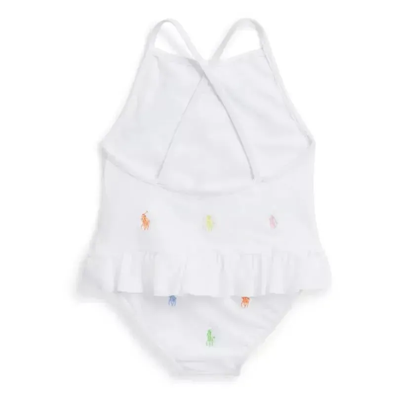 Ralph Lauren Baby - 1Pk All Over Pony Schiffli Swimsuit White - Image 2