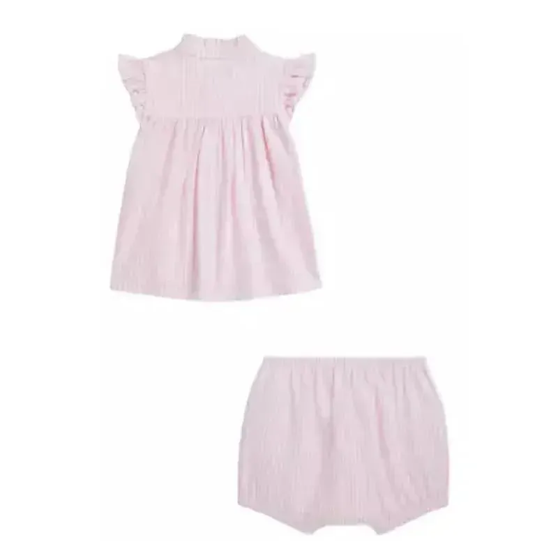 Ralph Lauren Baby - 2Pk Short Sleeve Oxford Mesh Top With Bloomer, Carmel Pink - Image 2