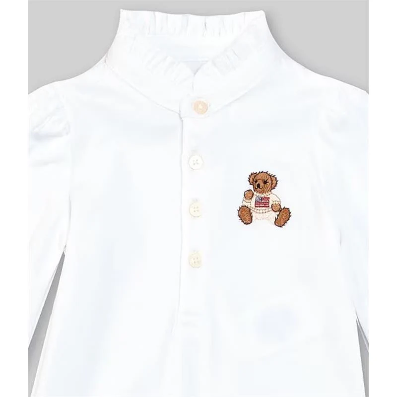 Ralph Lauren Baby - Baby Girls Long-Sleeve Polo Bear Footie Coverall - Image 2