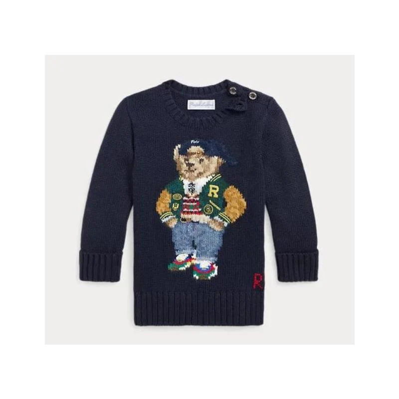 Ralph Lauren Baby - Boy Long-Sleeve Cotton Knit Back To School Bear Graphic Crewneck Sweater