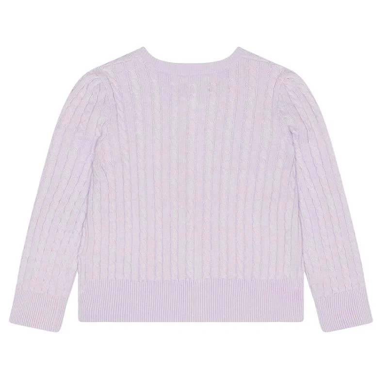Ralph Lauren Baby Cable-Knit Cotton Cardigan, Flower Purple - Image 2