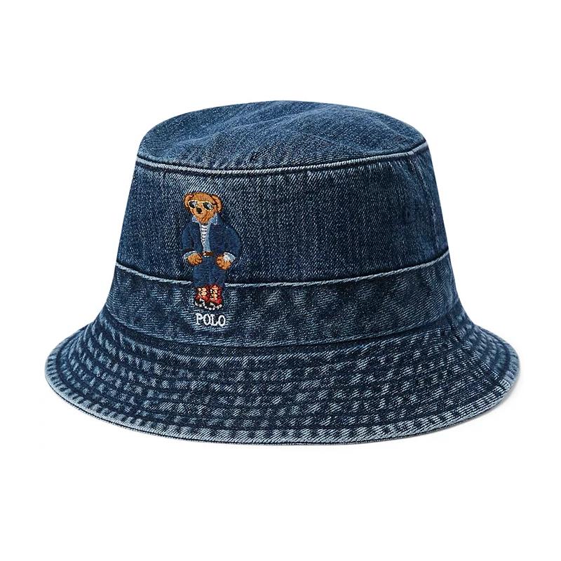 Ralph Lauren Baby - Cotton Denim Novelty Flag Bear Graphic Bucket Hat