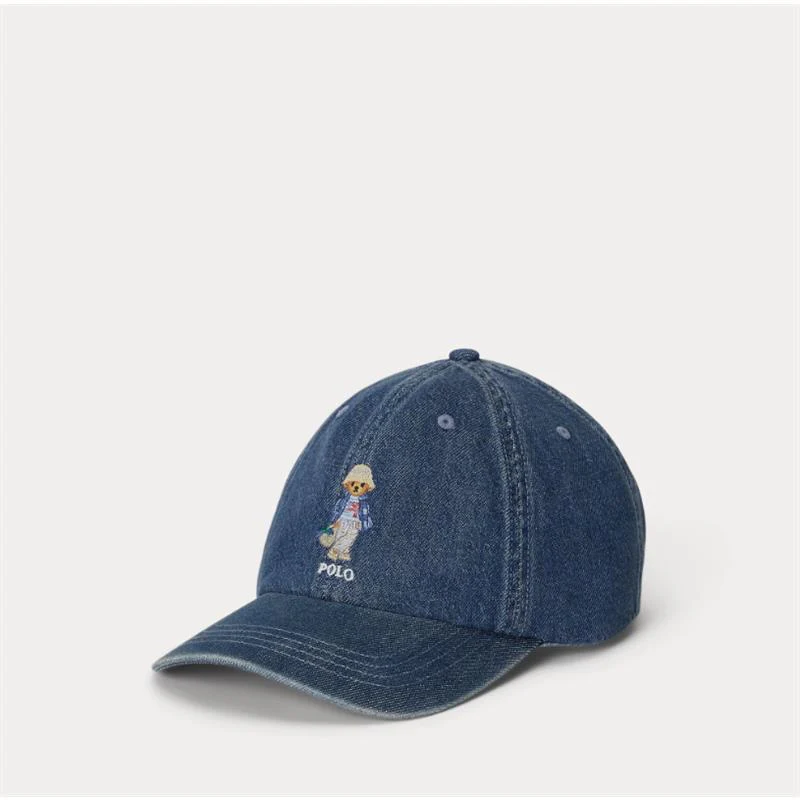 Ralph Lauren Baby Denim Bear Sport Cap, Medium Wash