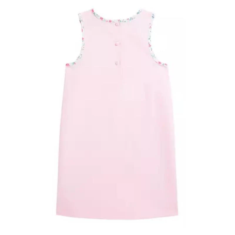 Ralph Lauren Baby - Girl Sleeveless Classic Oxford Shirt Dress W/ Printed Trim Bath Pink - Image 2