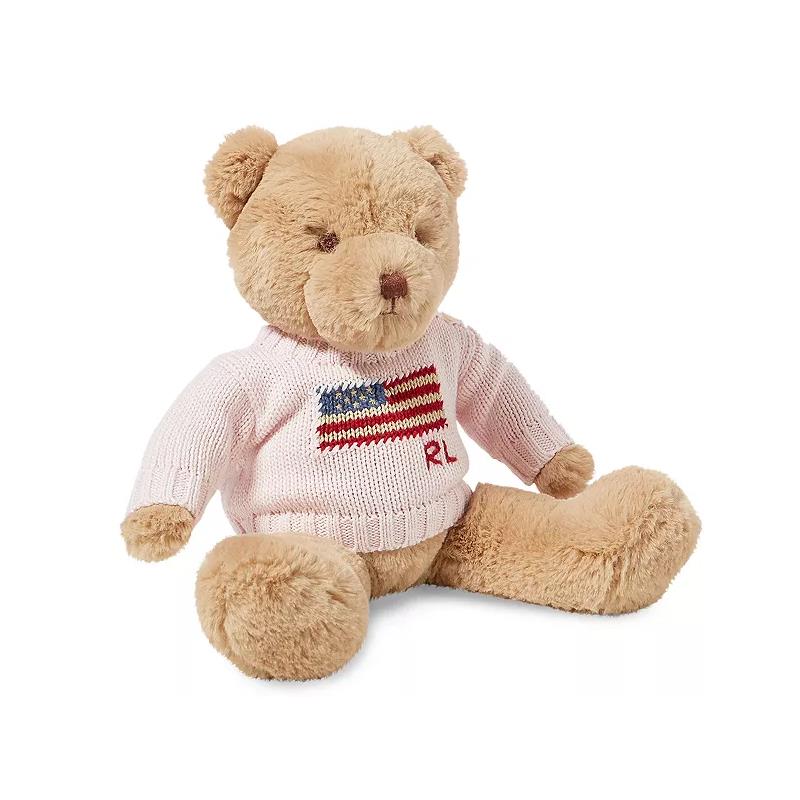 Ralph Lauren Baby Large Combed Cotton Flag Bear Plush, Acacia Pink