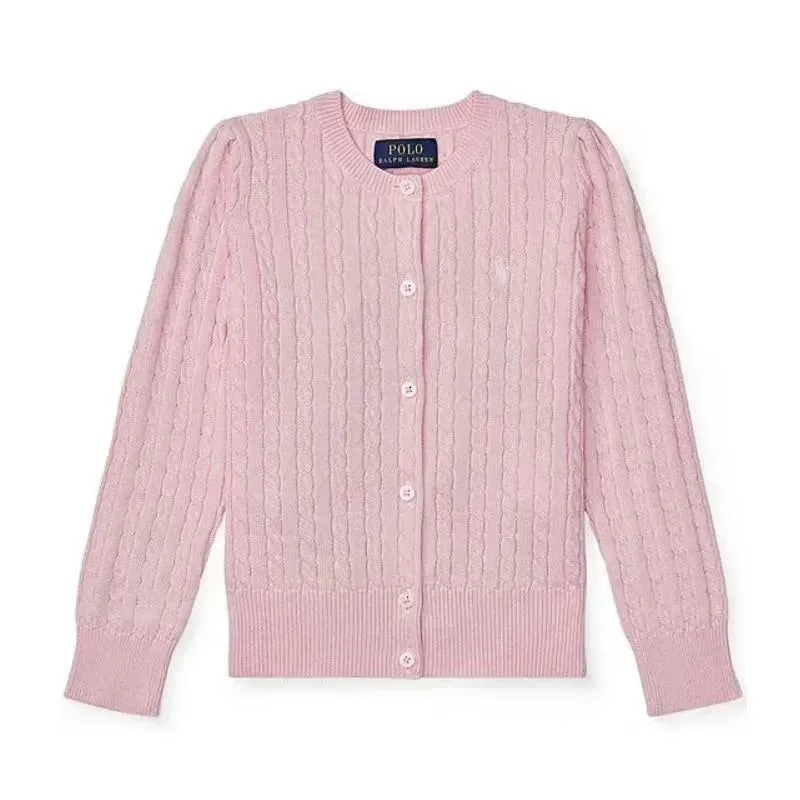 Ralph Lauren Baby - Long-Sleeve Cashmere Cable Knit Cardigan Sweater Pink