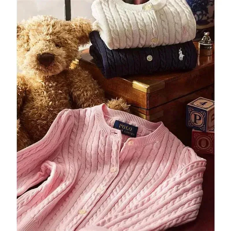 Ralph Lauren Baby - Long-Sleeve Cashmere Cable Knit Cardigan Sweater Pink - Image 3