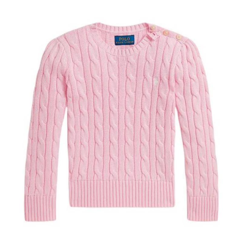 Ralph Lauren Baby Long Sleeve Cotton Cable, Hint Of Pink