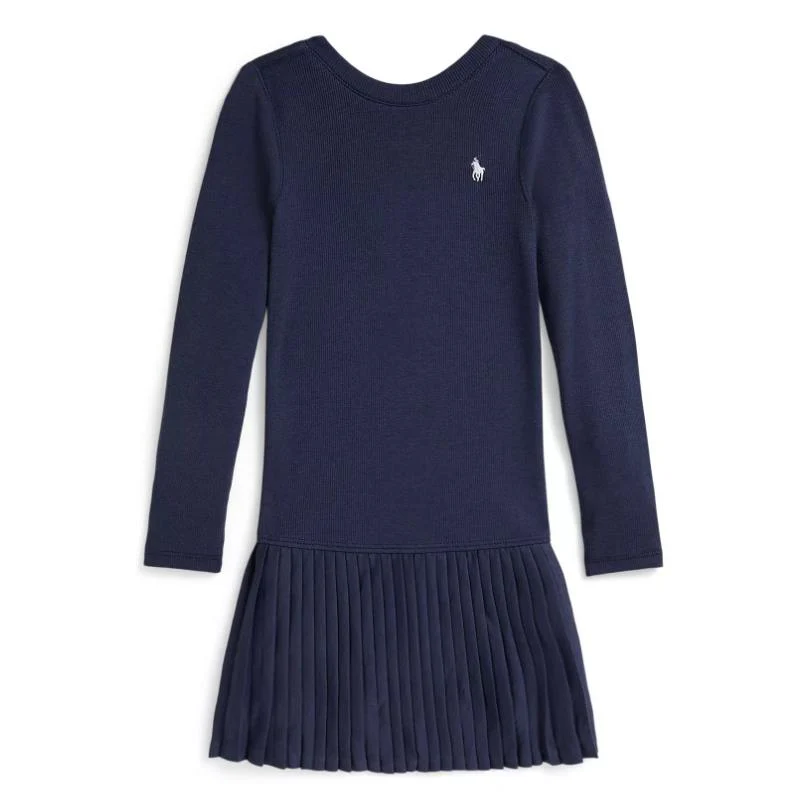 Ralph Lauren Baby Long-Sleeve Cotton Ribbed Knit Scoop Neck Dreshort Sleeve, Newport Navy
