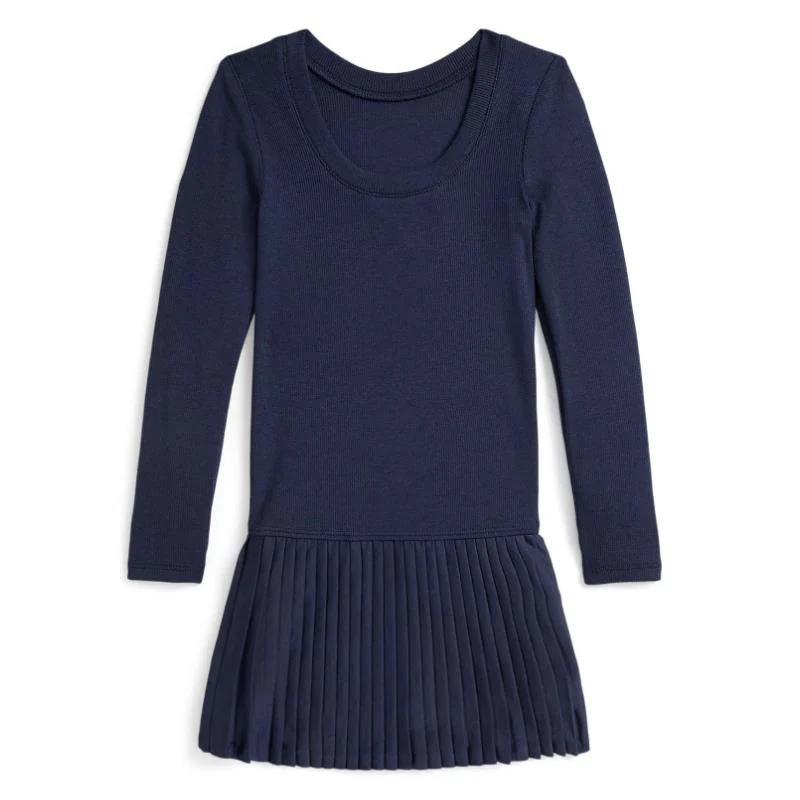 Ralph Lauren Baby Long-Sleeve Cotton Ribbed Knit Scoop Neck Dreshort Sleeve, Newport Navy - Image 2