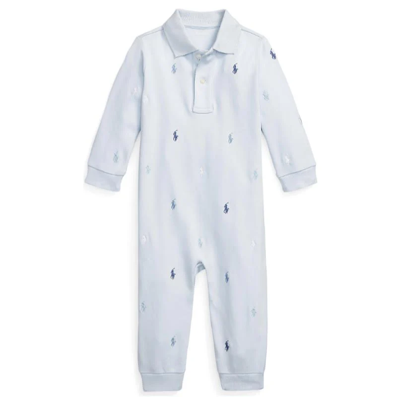 Ralph Lauren Baby - Long-Sleeve Interlock Knit One Piece Coverall - Beryl Blue 12M Beryl Blue