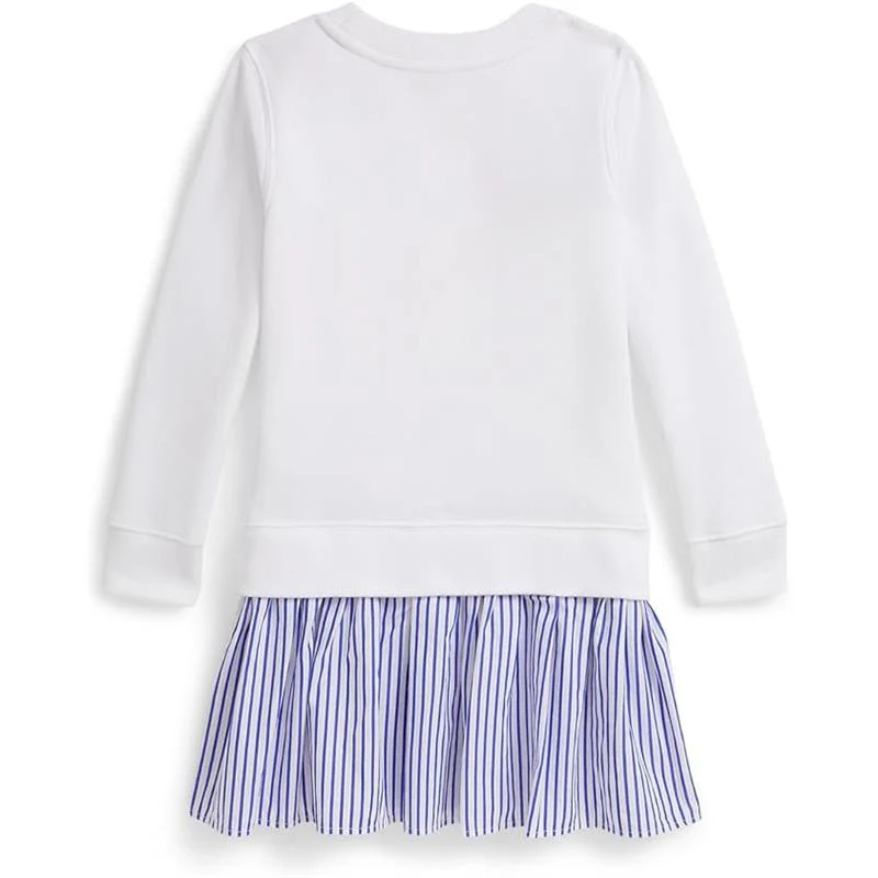 Ralph Lauren Baby - Long-Sleeve Ligthweight Magic Fleece Polo Bear Day Dress White/Blue - Image 2