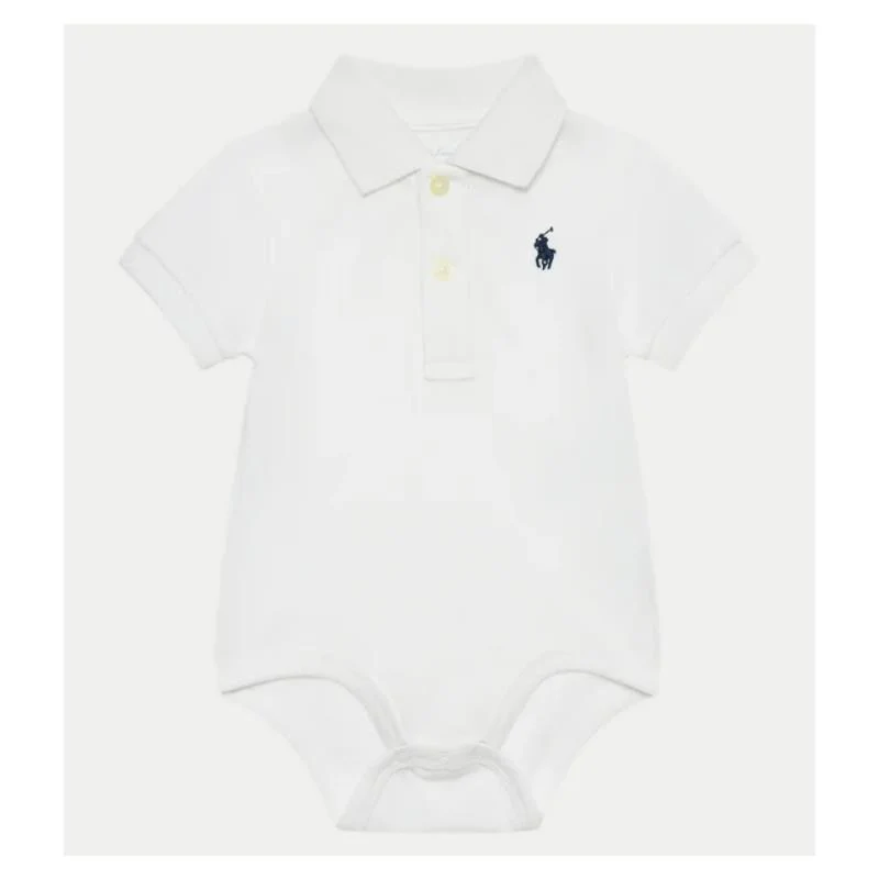 Ralph Lauren Baby - Short-Sleeve Basic Mesh Polo Bodysuit, White