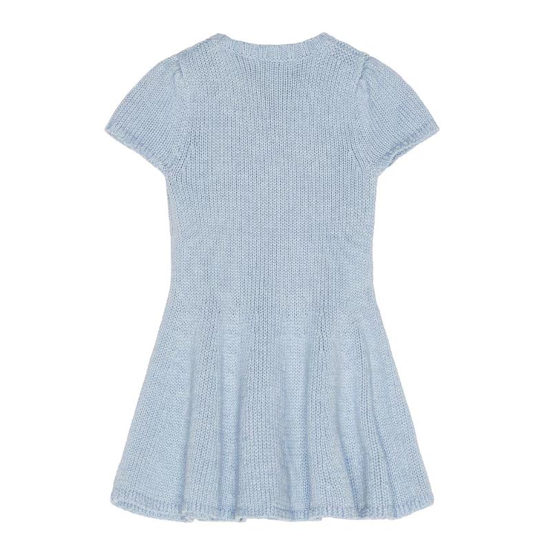 Ralph Lauren Baby Short-Sleeve Combed Cotton Flag Sweater Dreshort Sleeve, Heather Blue - Image 2