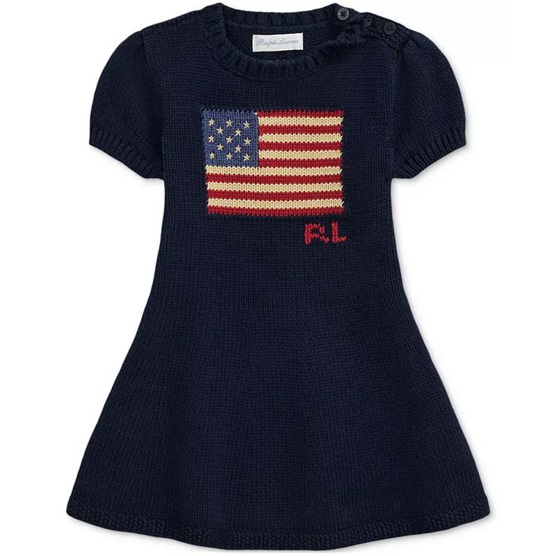 Ralph Lauren Baby - Short-Sleeve Combed Cotton Flag Sweater Dress