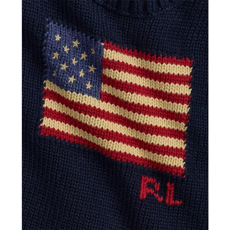 Ralph Lauren Baby - Short-Sleeve Combed Cotton Flag Sweater Dress - Image 3