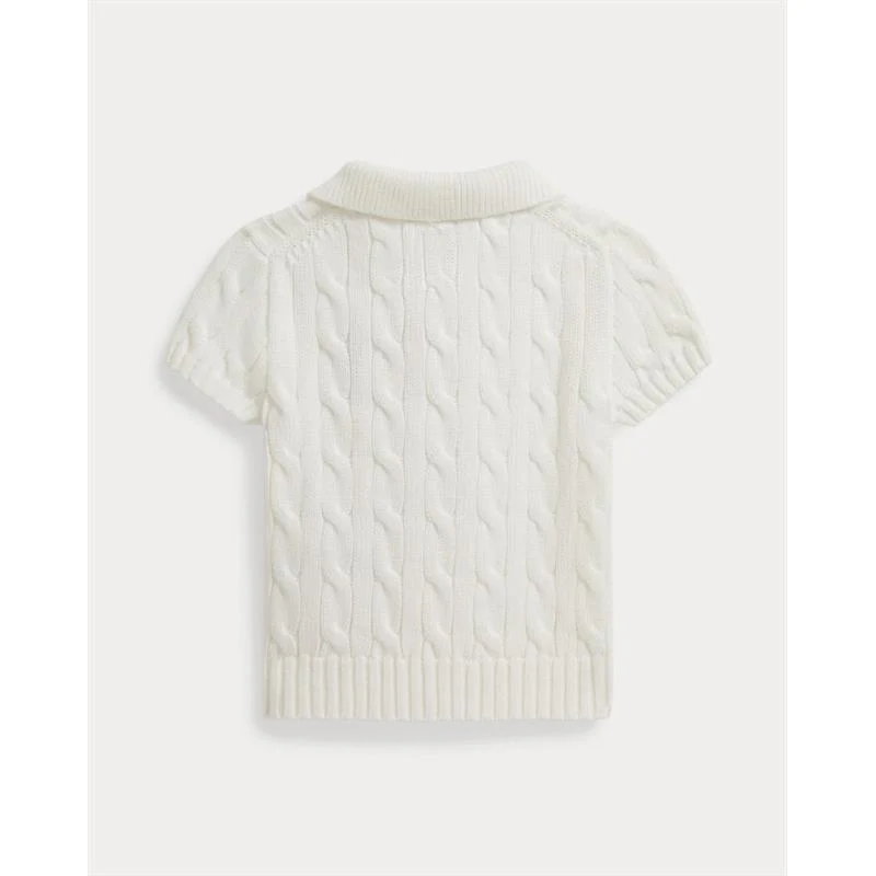 Ralph Lauren Baby Short-Sleeve Cotton Cable-Knit Polo, Deckwash White - Image 2