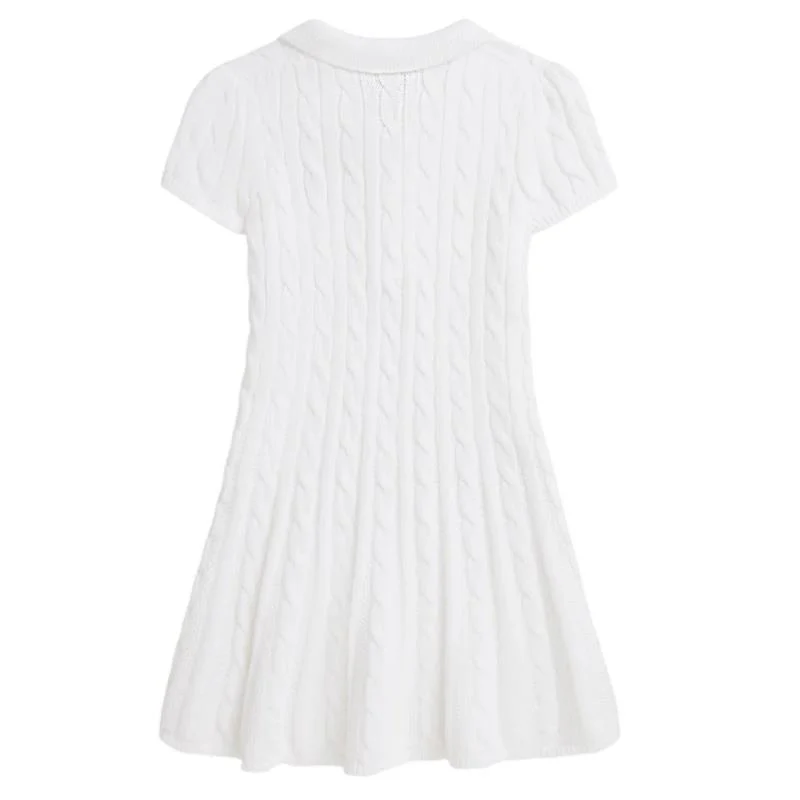 Ralph Lauren Baby Short-Sleeve Cotton Cable-Knit Polo Dreshort Sleeve Optic White - Image 2
