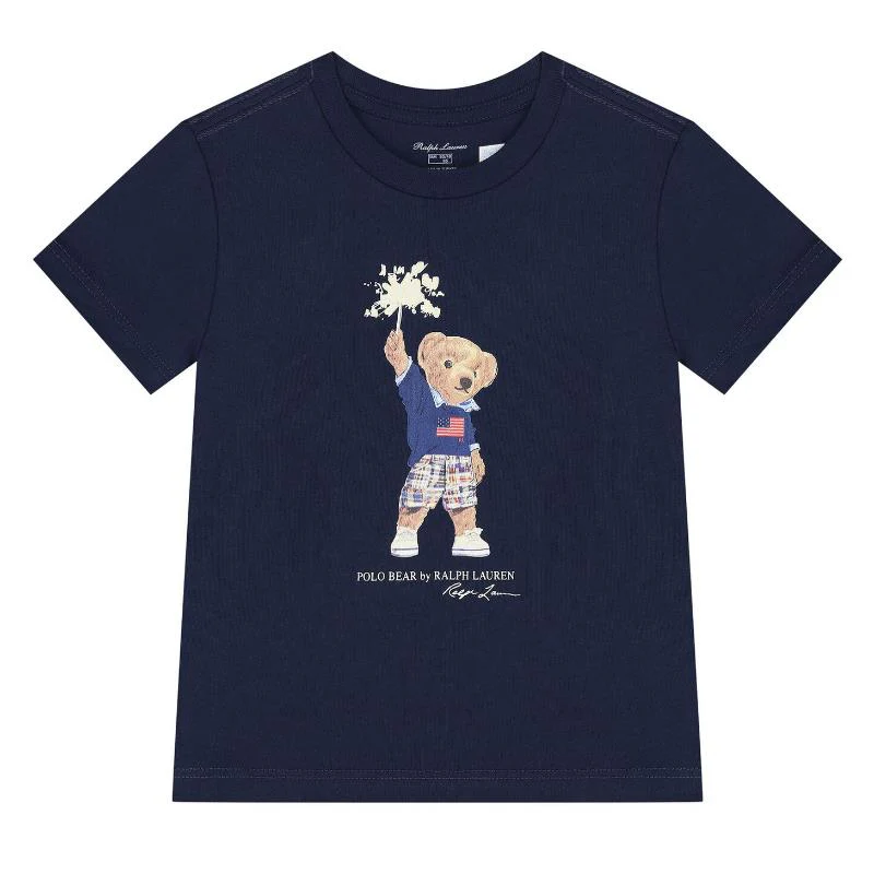 Ralph Lauren Baby - Short-Sleeve Cotton Jersey Novelty Bear Graphic T-Shirt Navy