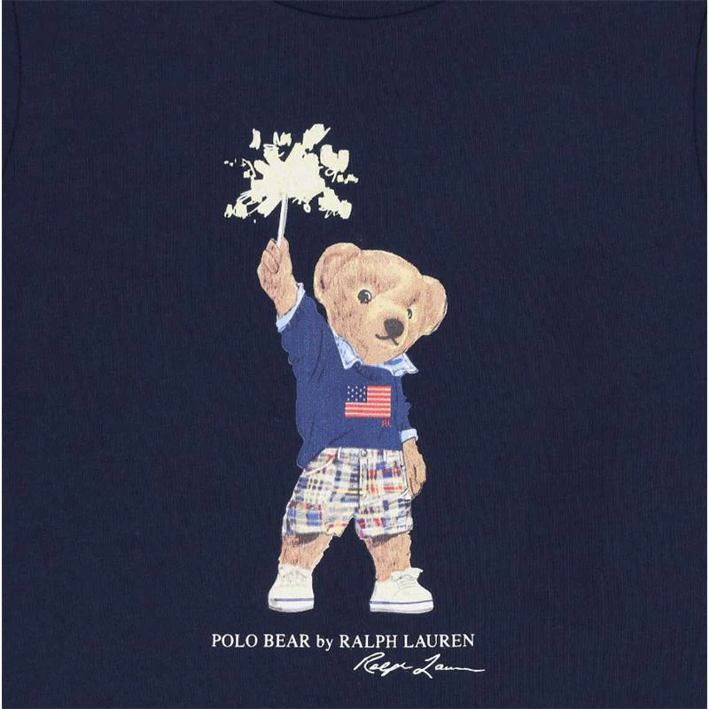 Ralph Lauren Baby - Short-Sleeve Cotton Jersey Novelty Bear Graphic T-Shirt Navy - Image 3